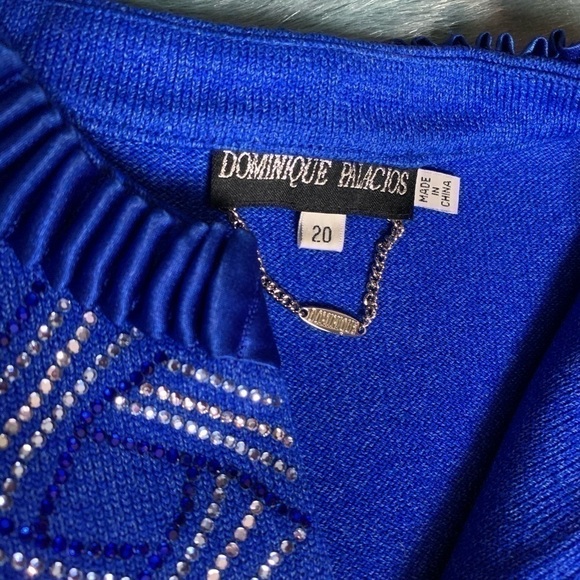 Vintage Dominique Palacios  Long Sleeve Dressy Sweater Jacket Cobalt Blue XL - Picture 4 of 8